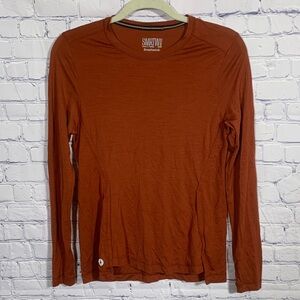 Smartwool Womens Active Ultralite Long Sleeve Tee Orange Brown Size M Athleisure